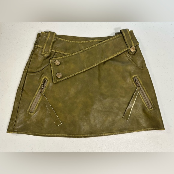 Fashion Nova Khaki Leather Micro Mini Skirt - Picture 1 of 6